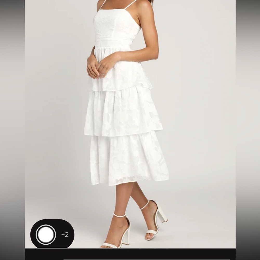 Lulus Grace and Beauty White Burnout Floral Print Tiered Dress